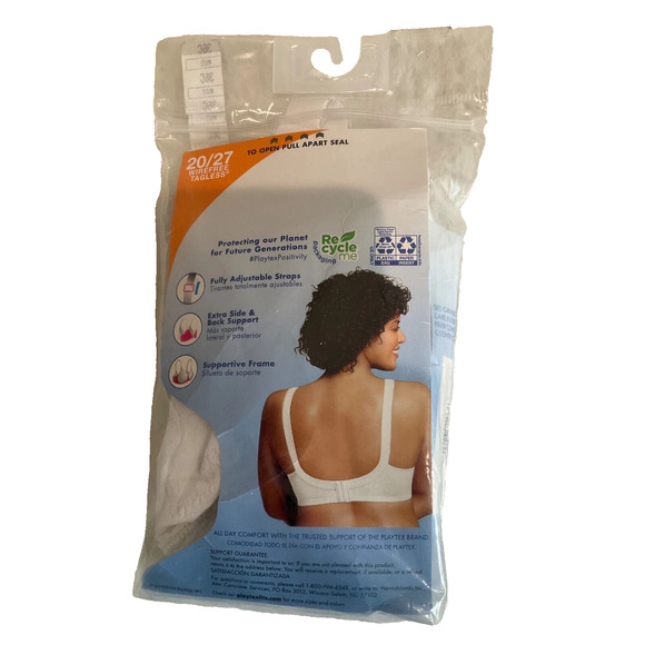Playtex 18 Hour Sensational Support Wireless Side Smoothing Bra 20/27 WHITE 50C - Picture 4 of 7